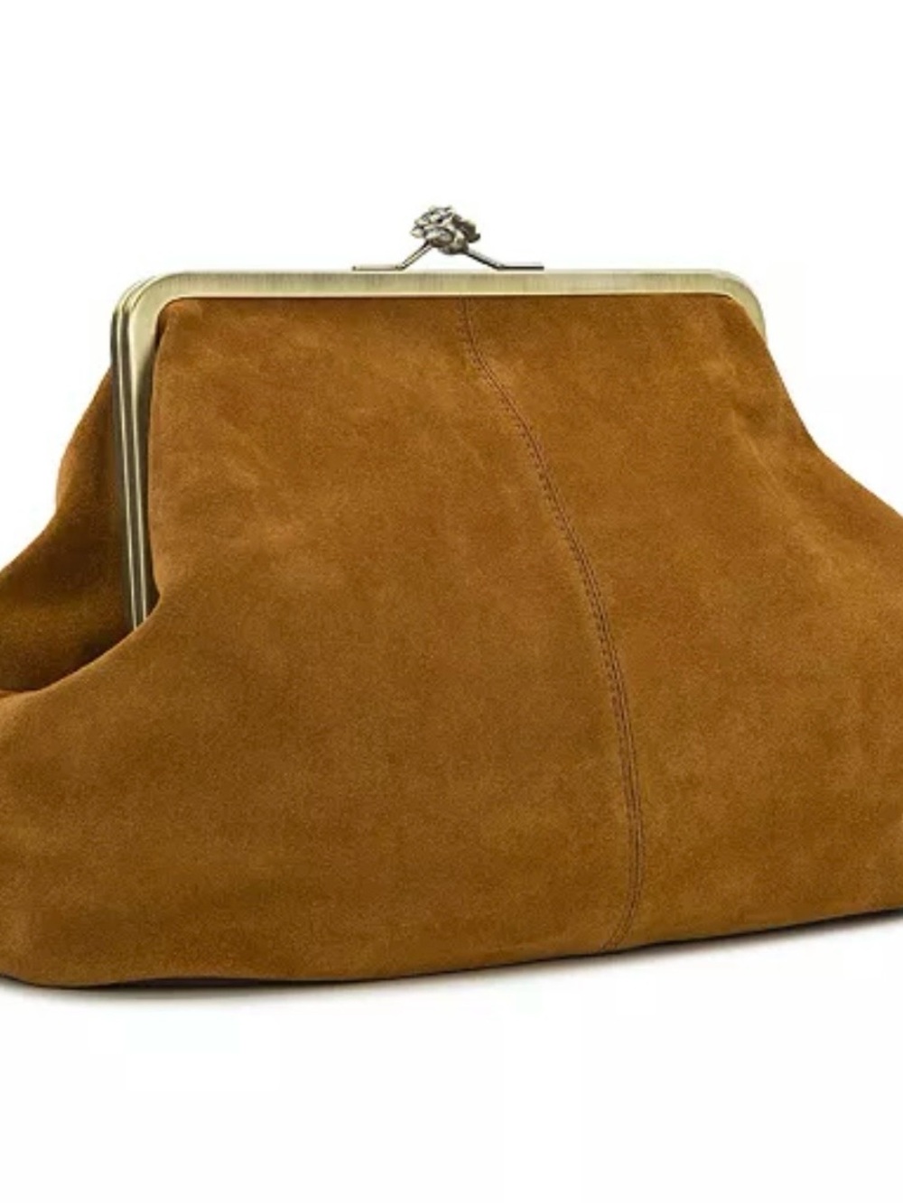 Patricia Nash Cognac Suede Frame Satchel with Brown Leather Strap - Picture 3 of 10